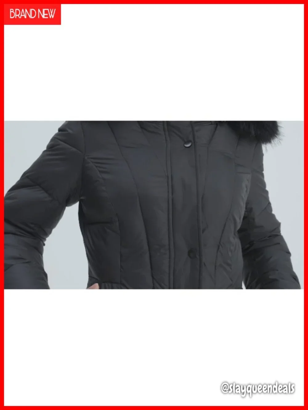 Long Winter Puffer Down Coat with Detachable Faux Fur Hood - Thickened Warm